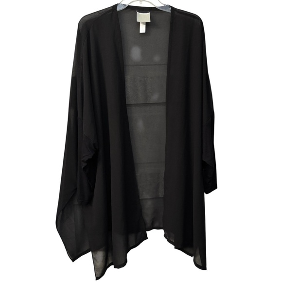 Wynne Layers Black Kimono Cardigan 2X Sheer Open Front Lightweight - Picture 1 of 11